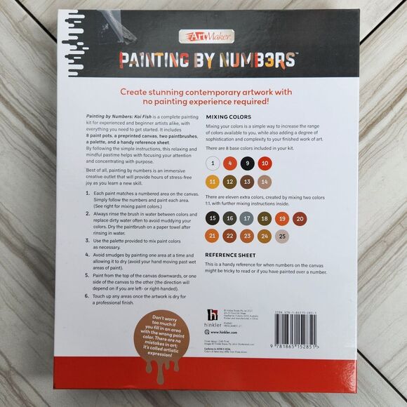 Art Maker PAINTING BY NUMBERS: KOI FISH w/ Supplies~~NIP - Picture 2 of 11